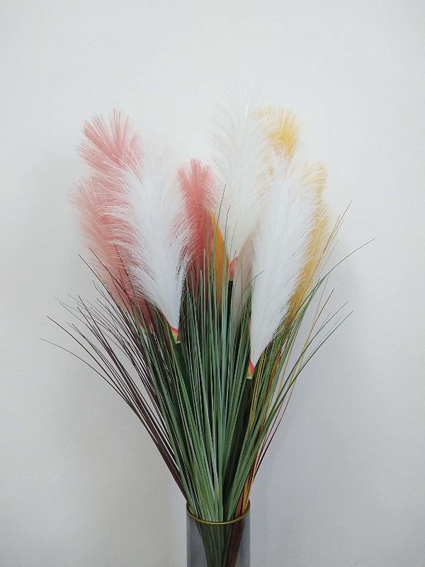 Photo 1 of Echeson SET OF 3 PACKS 9 CT Artificial Reeds Artificial Plants Artificial Flowers Faux Reeds 5 Heads 33.46in for Indoor Decoration Party Scenery - White, Orange & Pink 