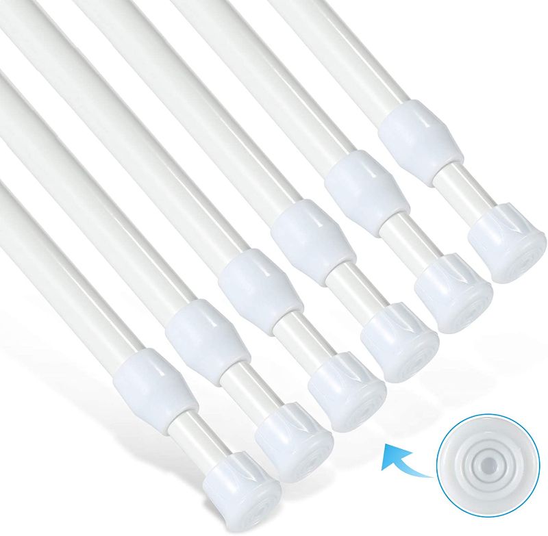 Photo 1 of 6Pcs Tension Rod, Goowin Tension Rods for Windows, No Drilling Rustproof Spring Adjustable Tension Curtain Rod for Doors, Windows, Wardrobe Bars, Drying Support Rods (White, 28-48 inch)