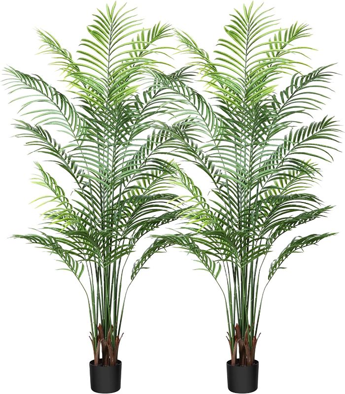 Photo 1 of CROSOFMI Artificial Areca Palm Plant 6Feet Fake Tropical Palm Tree, Perfect Faux Dypsis Lutescens Plants in Pot for Indoor Outdoor House Home Office Garden Modern Decoration Housewarming Gift- 2Pack