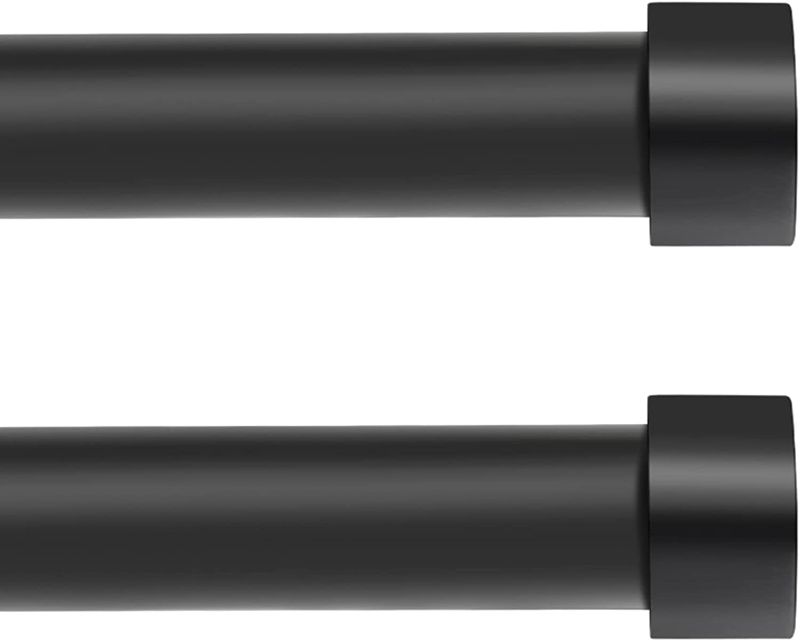 Photo 1 of 2 Pack Black Curtain Rods, Curtain Rods for Windows from 28 to 48 inch(2.3-4ft),Sturdy Drapery Rods with a Stylish Modern Style End Cap, Matte Black