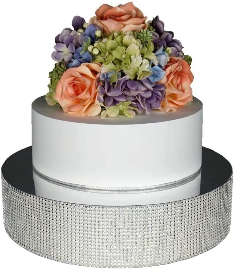 Photo 1 of BLISS & DANE Bling Wedding Cake Stand (12 inch Round, Silver), Mirror Top, Rhinestones I Wedding Centerpiece I Table Décor I Cupcake Stand I Dessert Riser I Wedding Favors I Party Tray