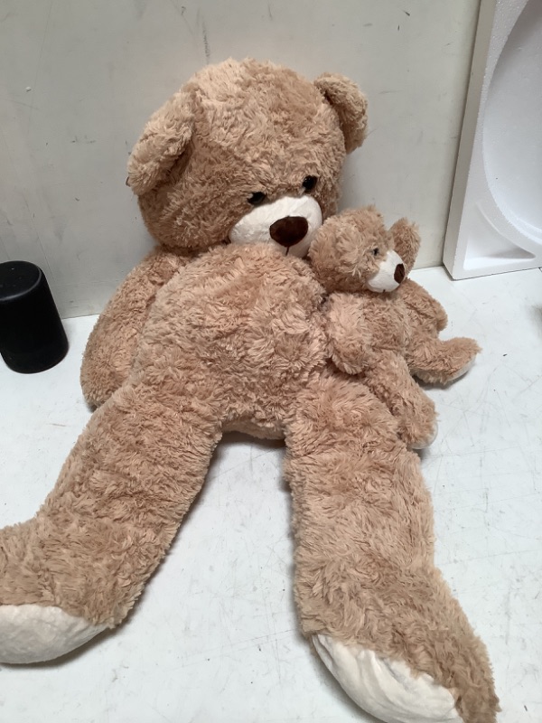 Photo 2 of MorisMos Giant Teddy Bear Mommy and Baby Bear Soft Plush Bear Stuffed Animal for Teddy Bear Baby Shower, Tan, 39 Inches