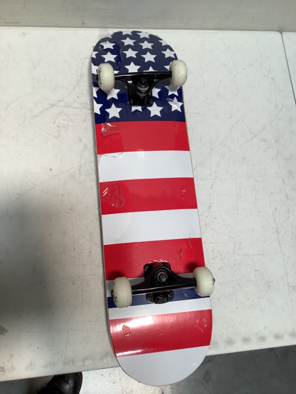 Photo 2 of White Fang American Flag Print Skate Board 