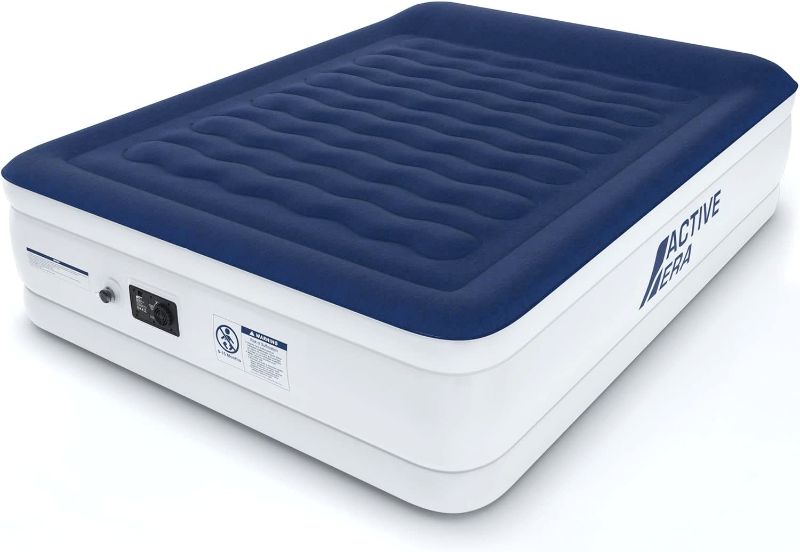 Photo 1 of Active Era Luxury Queen Air Mattress with Built in Pump with Built-in Electric Pump and Raised Pillow - Elevated Double High Air Mattress Queen with Structured I-Beam Technology, Height 22"
