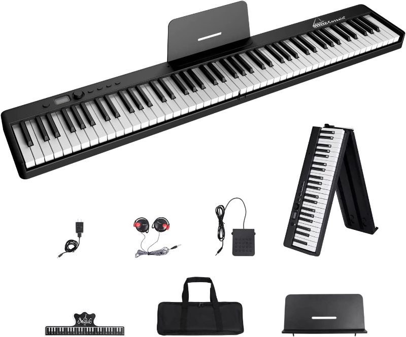 Photo 1 of Cossain 88 Key Digital Piano, Folding Piano Keyboard [Full Size/Semi-Weighted/Tough Sensitive] Portable Piano with Piano Bag, [Bluetooth & MIDI] Electric Piano Keyboard for Beginners, Teens, Adult