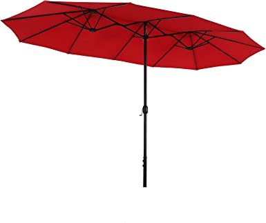 Photo 1 of TAN PHI VILLA 13 ft Patio Umbrella, Large Rectangular Double Sided Market Table Umbrella with Crank Handle