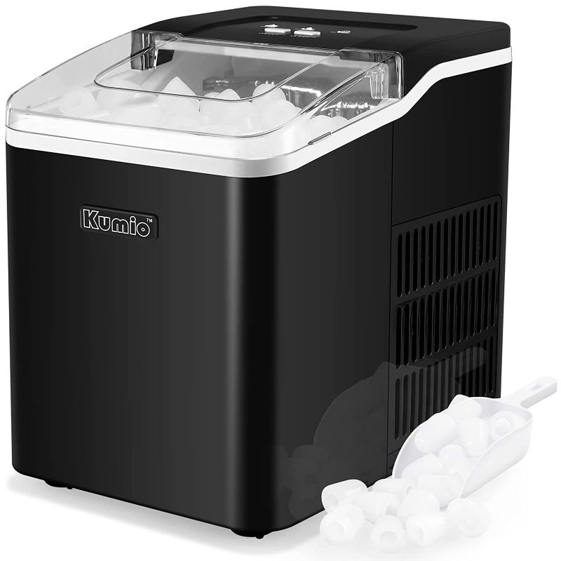 Photo 1 of KUMIO Ice Machine Maker Countertop, 9 Bullet Ice Fast Making in 6-8 Mins, 26.5 lbs in 24 hrs, Self-Cleaning Portable Ice Maker Machine with Scoop and Basket, Black