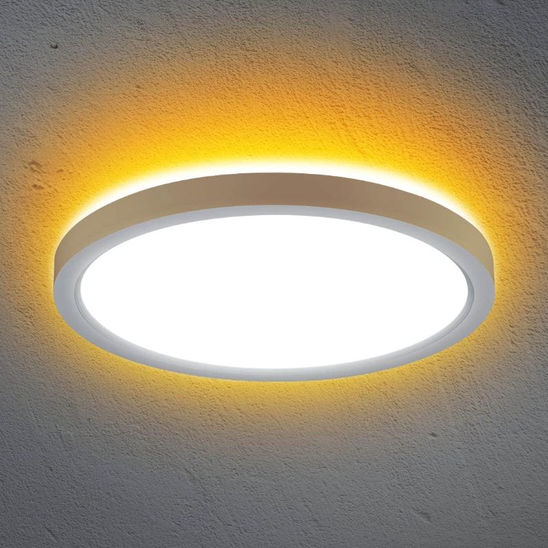 Photo 1 of DAKASON 16 Inch LED Ceiling Light Flush Mount 32W with 2700~5000K 5 Colors Selectable Main Light and 4W Ambient Back Light, Modern Ceiling Lamp Mood Light for Kitchen, Living Room, Bedroom