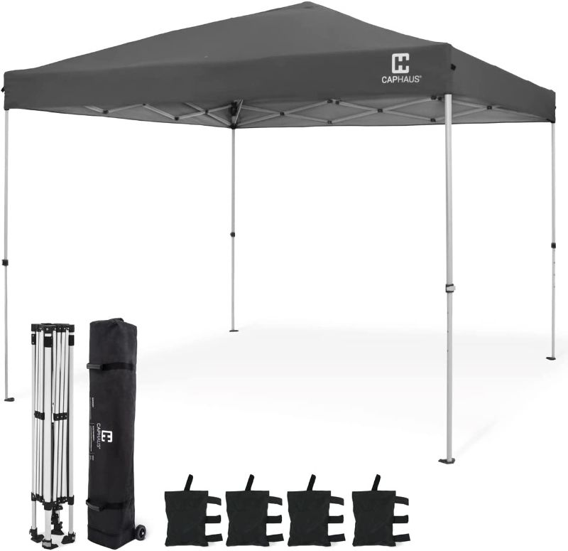 Photo 1 of Pop Up Outdoor Canopy Tent, Heavy-Duty Commercial Grade w/Central Lock, Portable and Instant Folding Shelter with Wheeled Carry Bag and Weight Bag, 10ft x 10ft