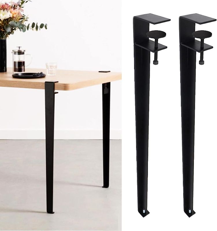 Photo 1 of FPIGSHS Metal Table Legs, 4PCS 28'' Table Clamp Legs, F-Shape Adjustable Dining Desk Legs for DIY Coffee Table Furniture Console Table Legs, with Floor Protectors