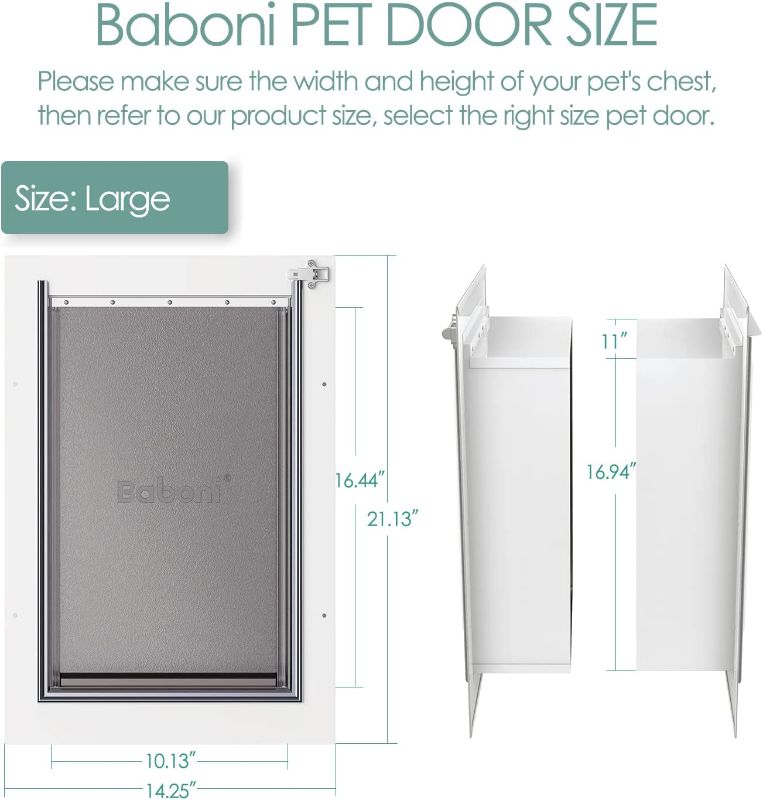 Photo 2 of Baboni Pet Door for Wall, Steel Frame and Telescoping Tunnel, Aluminum Lock, Double Flap Dog Door and Cat Door, Strong and Durable (Pets Up to 100 Lb) -Large