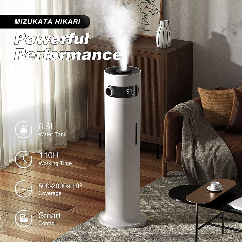 Photo 2 of Ultrasonic Cool Mist Humidifier for Large Room Bedroom, MIZUKATA HIKARI Top Fill Humidifier(8.5L/2.25Gal) for Baby Adults, Smart & Remote Control, Quiet Humidifier for Yoga Home, Auto Shut Off