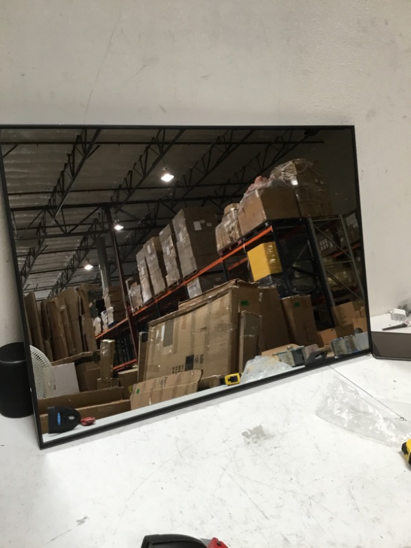 Photo 2 of NeuType Full Length Mirror Hanging or Leaning Against Wall, Large Rectangle Bedroom Mirror Floor Mirror Dressing Mirror Wall-Mounted Mirror, Aluminum Alloy Thin Frame, Black 26" x 38"