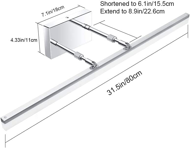 Photo 2 of Aipsun 31.5 inch LED Vanity Lights Adjustable Bathroom Vanity Light Fixtures Bathroom Lighting Fixture Over Mirror Chrome Modern Vanity Lighting 5500K