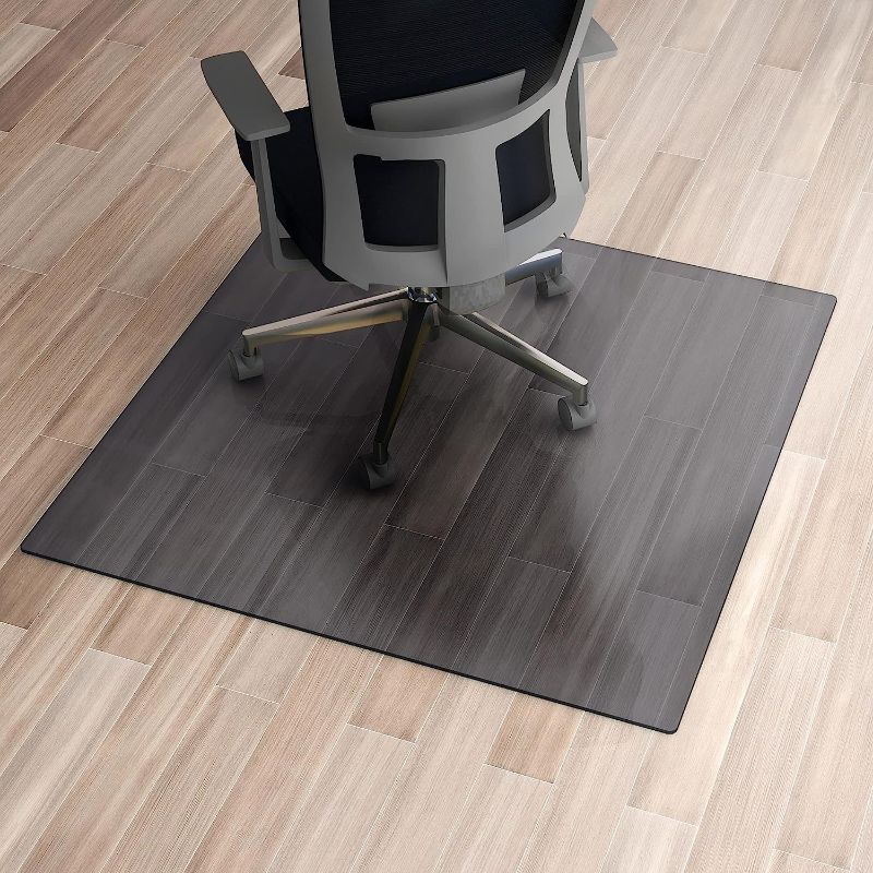 Photo 1 of NeuType Glass Chair Mat, Tempered Glass Office Chair Mat for Carpet or Hardwood Floor - Effortless Rolling, Easy to Clean, Best for Your Home or Office Floor (42" x 42" x 1/5", Grey)