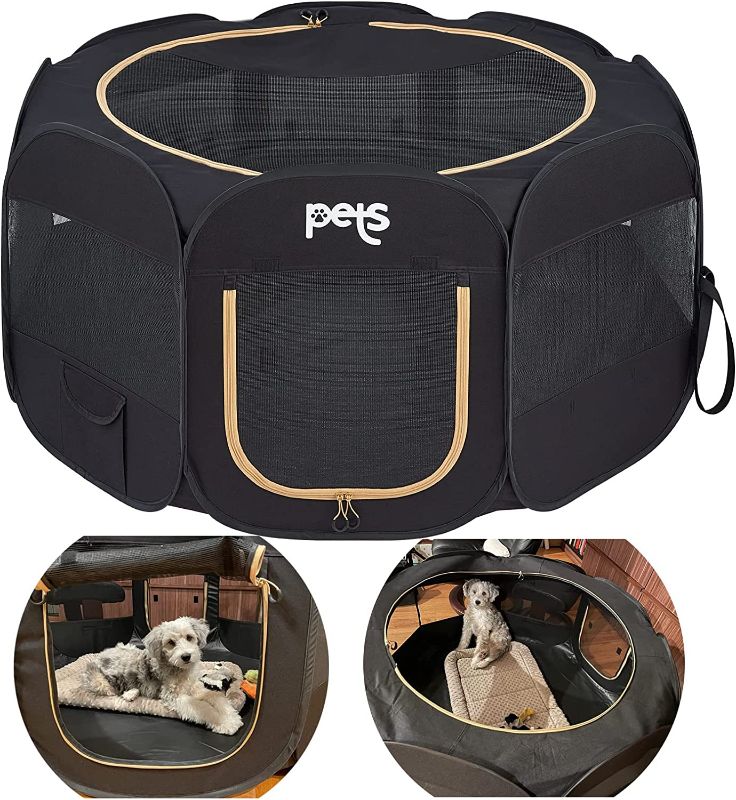 Photo 1 of KingCamp Pet Playpen for Dogs Foldable Dog Tent Pet Playpen and Puppy Playpen Pet Tent with Carrying Case Indoor Outdoor Portable Puppy Playpen Dog Playpen [50" x 50" x 24"]