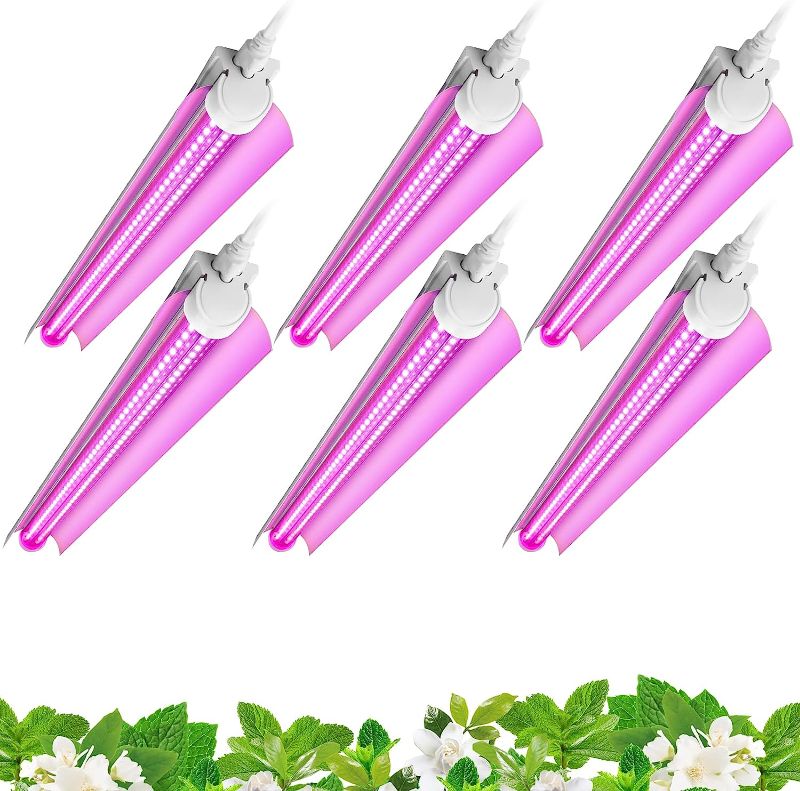 Photo 1 of Barrina LED Grow Light, 144W(6 x 24W, 800W Equivalent), 2ft T8, Full Spectrum, High Output, Linkable Design, T8 Integrated Bulb+Fixture, Plant Lights for Indoor Plants, 6-Pack