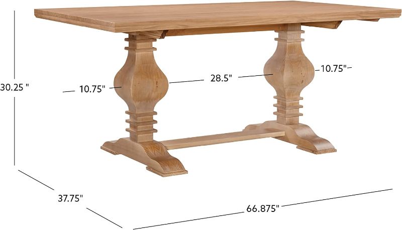 Photo 2 of **TABLE TOP ONLY** Powell Rustic Honey Solid Pine Double Pedestal Design Dining Sophia Table