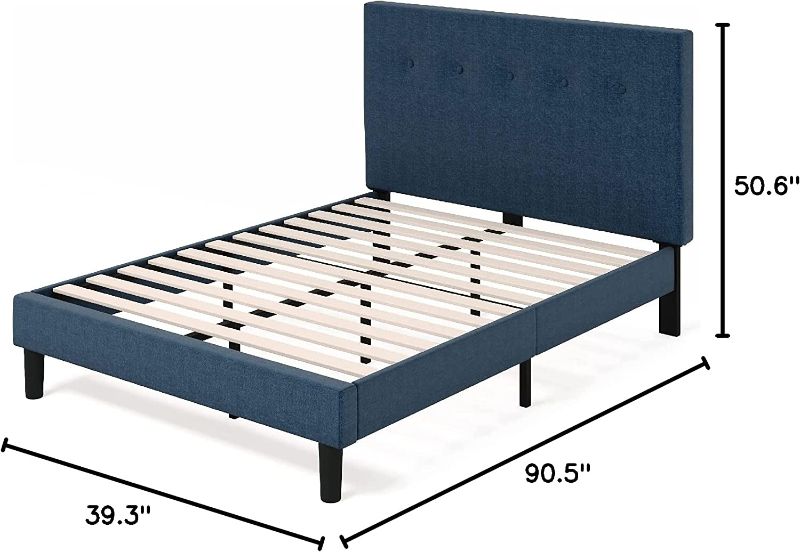 Photo 2 of ZINUS Omkaram Upholstered Platform Bed Frame / Mattress Foundation / Wood Slat Support / No Box Spring Needed / Easy Assembly, Full