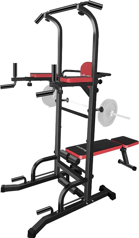 Photo 1 of HAKENO Multi-Function Power Tower with Squat Rack Pull Up Bar Station Adjustable Workout Dip Station Pull up Tower Home Strength Training Workout Equipment