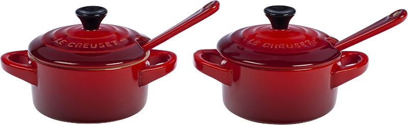 Photo 1 of Le Creuset Stoneware Set of 2 Condiment Dish and Spoon Set, Cherry