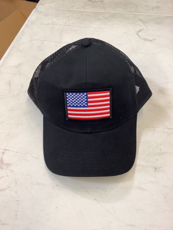 Photo 2 of Armycrew American Flag Patch Snapback Trucker Mesh Cap - Navy