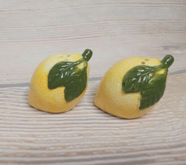 Photo 1 of Yellow Lemon Salt & Pepper Shakers Ceramic Glossy Finish Fruit Spring Summer Home Décor Plaques & Signs