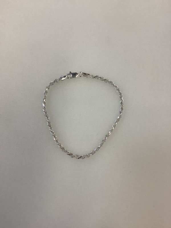 Photo 1 of 925 Italian Silver Rope Chain Bracelet 8" 