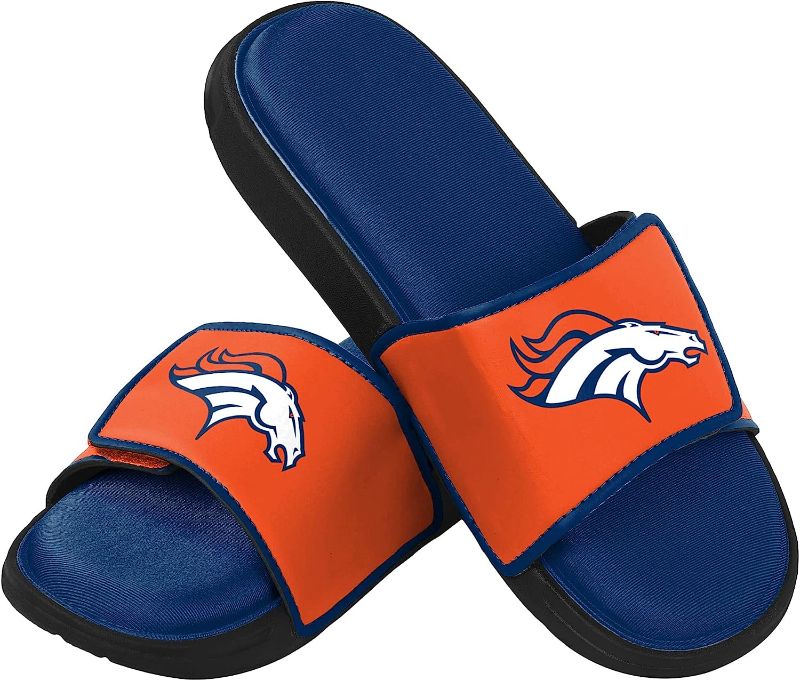 Photo 1 of FOCO Mens Denver Bronco Logo Sport Shower Foam Slide Flip Flop Sandals