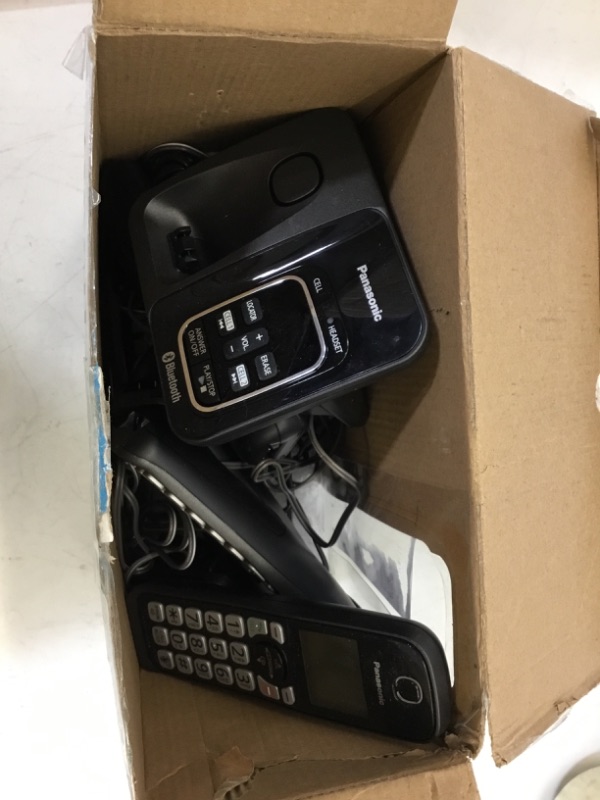 Photo 2 of Panasonic Expandable Cordless Phone System with Link2Cell Bluetooth, Voice Assistant, Answering Machine, and Call Blocking - 4 Cordless Handsets - KX-TGD664M 