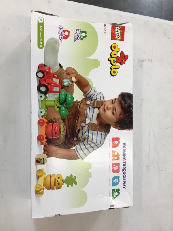 Photo 2 of LEGO DUPLO My First Fruit and Vegetable Tractor Toy 10982, Stacking and Color Sorting Toys for Babies and Toddlers Ages 1 .5-3 Years Old, Educational Early Learning Set