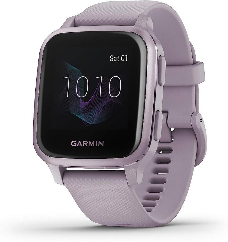 Photo 1 of REFURBISHED Garmin 010-02427-02 Venu Sq, GPS Smartwatch with Bright Touchscreen Display, Up to 6 Days of Battery Life, Orchid Purple