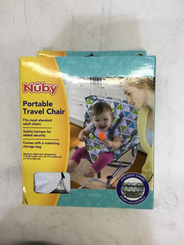 Photo 1 of Nuby On The Go Toddler Portable Travel Chair with 5 Point Safety Adjustable Straps, Folds into a Storage Bag, 6M+