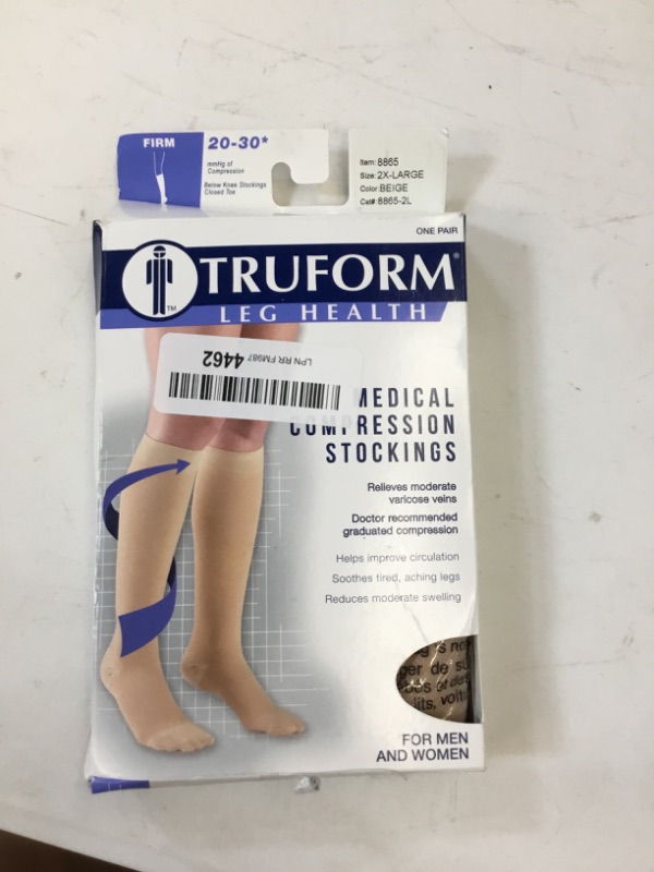 Photo 2 of Compression Socks 20-30 mmHg for Men & Women - Compression Stockings for Circulation - Closed Toe Opaque Knee-Hi, Beige, 2XL