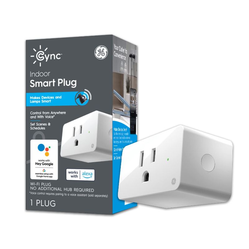 Photo 1 of GE Lighting CYNC Indoor Smart Plug, Bluetooth and Wi-Fi Smart Outlet Socket, Works with Alexa and Google Home, Voice Control Outlet