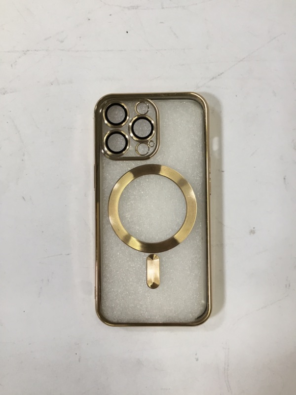 Photo 1 of WPCase Magnetic Clear Gold Case for iPhone 13 Pro Max with Camera Lens Protector, MagSafe Compatibility, Soft TPU Shockproof & Anti-Scratch Cover