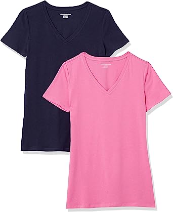 Photo 1 of Amazon Essentials Women's Classic-Fit Short-Sleeve V-Neck T-Shirt, Multipacks, XL 