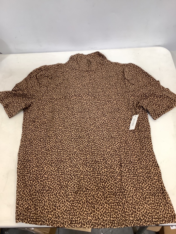 Photo 2 of Amazon Essentials Women's Cotton Modal Draped Puff Sleeve Turtleneck Large Camel, Cheetah