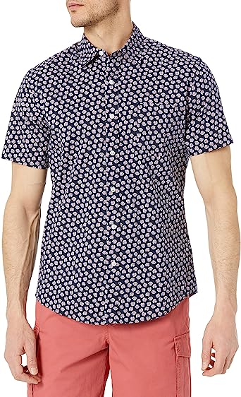 Photo 1 of Amazon Essentials Men's Slim-Fit Short-Sleeve Print Shirt 2XL