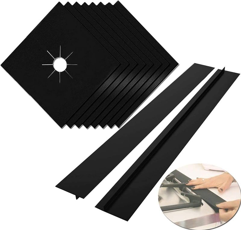 Photo 1 of MSDADA Stove Covers, 8 Pcs 0.2 mm 10.6" x 10.6" Gas Range Protectors with 2 Pcs 21” Silicone Gap Cover Keep Stove Clean, Double Thickness, Reusable, Non-Stick, Easy to Clean