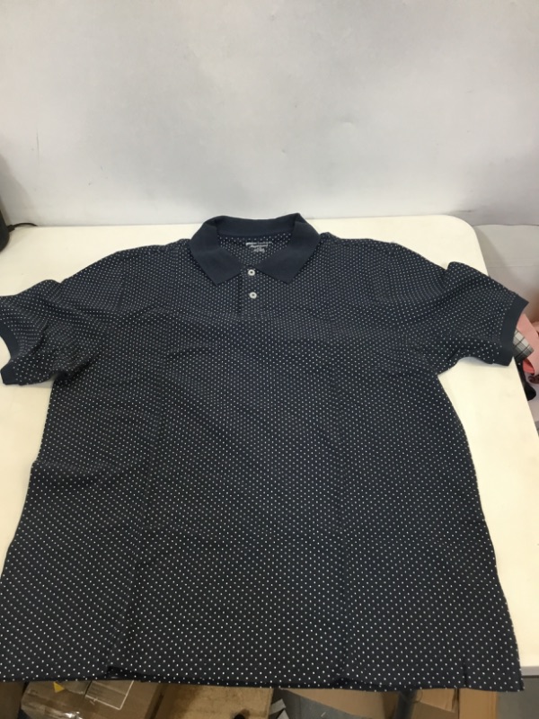 Photo 2 of Amazon Essentials Men's Regular-Fit Cotton Pique Polo Shirt (Available in Big & Tall) Large Grey/Pink/Navy Dots