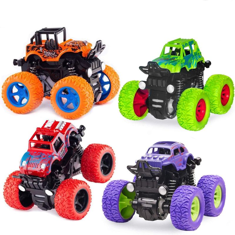 Photo 1 of taessv Monster Truck Toys - Friction Powered Toy Cars Push and Go Vehicles for Kids Best Christmas Birthday Party Gift for Boys Girls Aged 3 and Above
