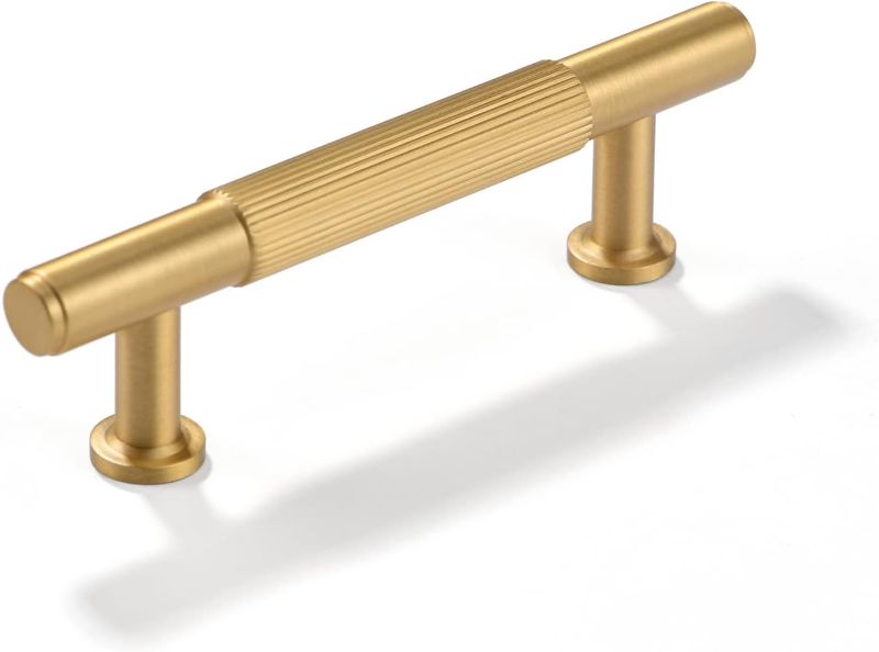 Photo 1 of SALISENG-5 Pack Gold Kitchen Cabinet Handles, Brushed Brass Dresser Drawer Pulls, 3 Inches Furniture Door Handles for Cupboard Bedroom Wardrobe