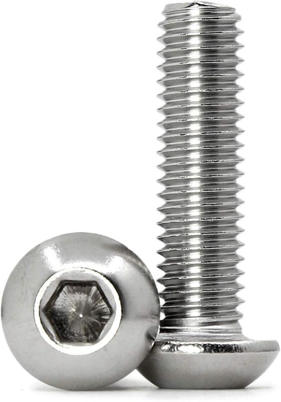 Photo 1 of M6-1.0 x 30mm Button Head Socket Cap Screws Metric, Passivated 18-8 Stainless Steel, Allen Socket Drive, Full Thread, Machine Thread, 25 PCS