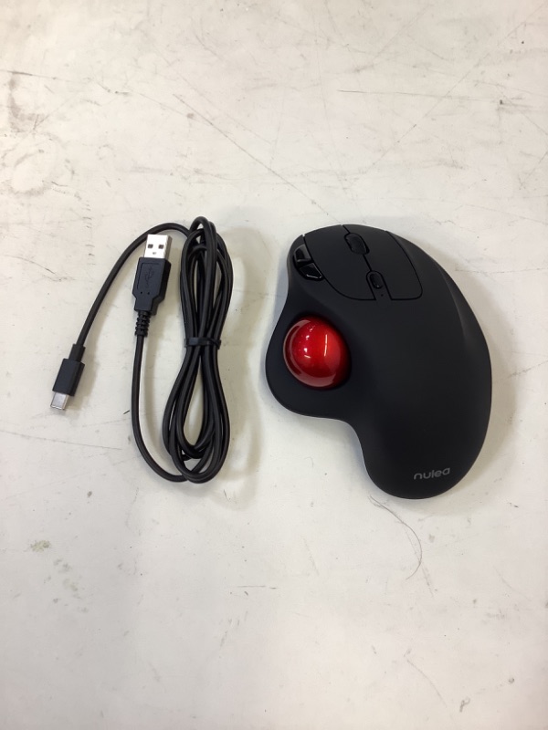 Photo 2 of Wireless Trackball Mouse, Rechargeable Ergonomic Mouse, Easy Thumb Control, Precise & Smooth Tracking, 3 Device Connection (Bluetooth or USB), Compatible for PC, Laptop, iPad, Mac, Windows, Android A-Red