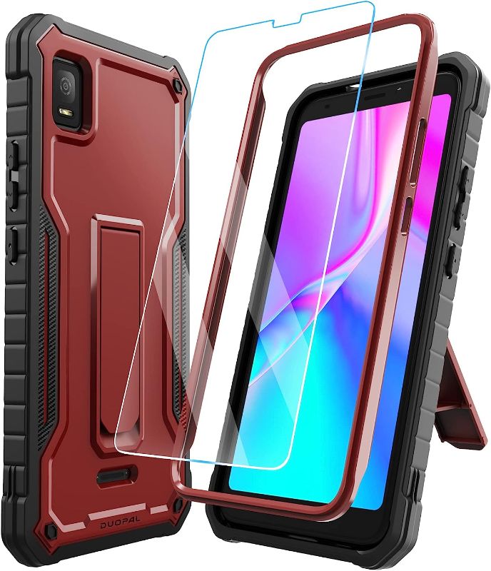 Photo 1 of DUOPAL for Cricket Vision Plus Case, Military Grade Protection Shockproof Case with Tempered Glass HD Screen Protector and Kickstand Compatible with Vision Plus Phone Cover