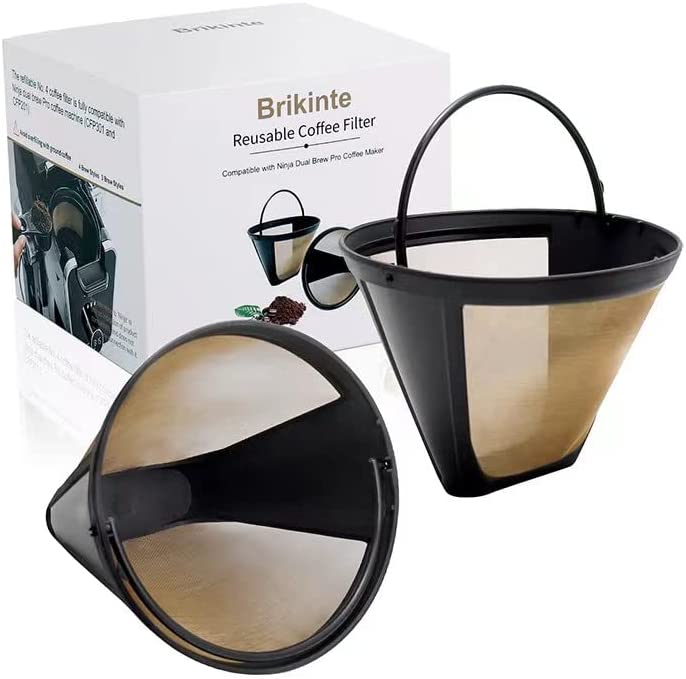 Photo 1 of BRIKINTE Reusable Coffee Filter for Ninja Coffee Maker, 4 cone Coffee Maker Filter #4 for Ninja Dual Brew Coffee Maker Filter Ninja Coffee Bar Brewer Ninja Coffee Accessories 