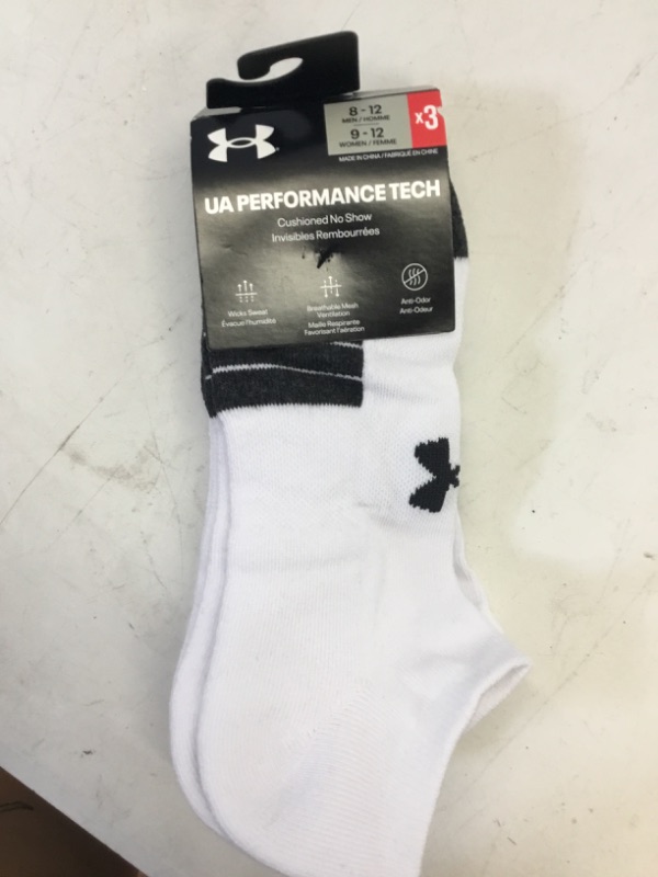 Photo 2 of Under Armour Performance Tech No Show Socks, Multipairs White (3-pairs) Large