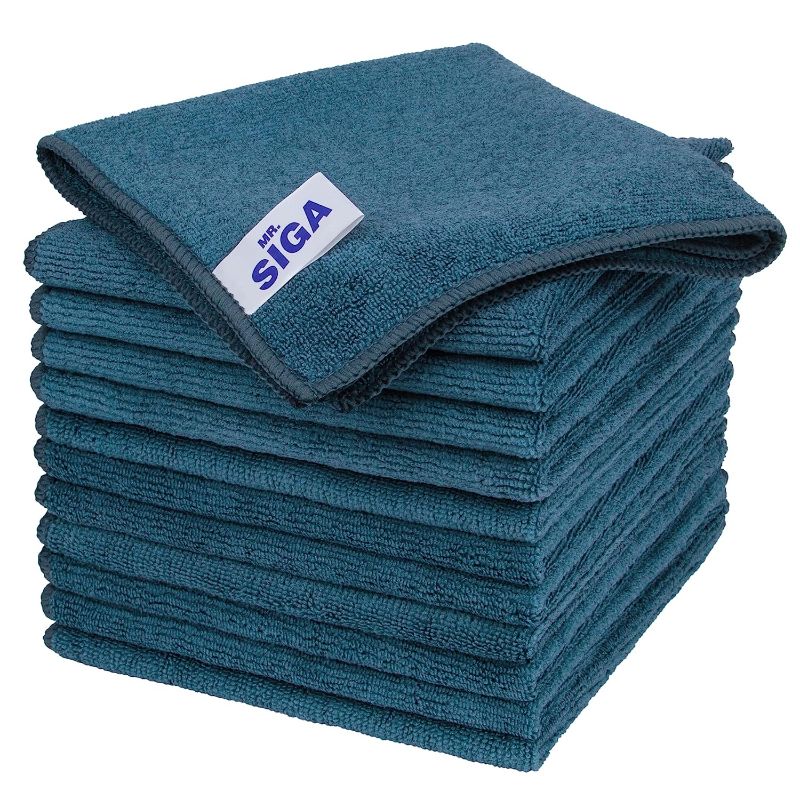 Photo 1 of MR.SIGA Microfiber Cleaning Cloth, All-Purpose Microfiber Towels, Streak Free Cleaning Rags, Pack of 12, Light Teal, Size 32 x 32 cm