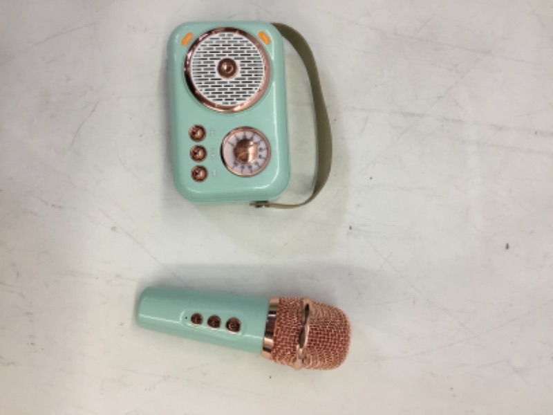 Photo 2 of Portable Bluetooth Speaker with Microphone Set, Retro Bluetooth Speaker with Home Karaoke Machine, Portable Handheld Karaoke Mics Speaker Machine for Kids and Adults Home Party Birthday